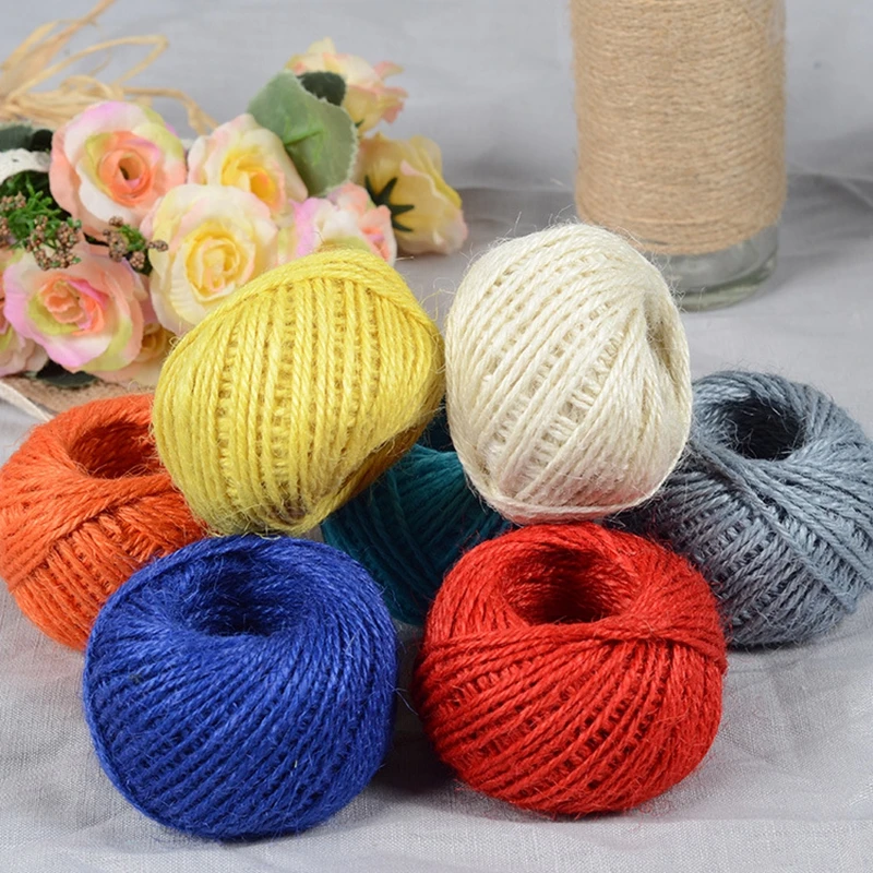 

30Meters/Roll colored Hemp Rope Jute Ribbon for Crafts Handwork Christmas Party Wedding Gift Wrapping DIY Home Bottle Decorative