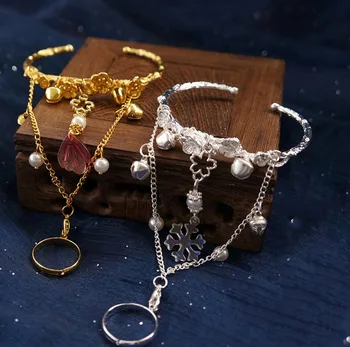 

Classical Bracelet Hand Ring Ancient Style Bangle Finger Ring Tassel Chain Court Style Vintag Hanfu Handmade Accessories Cosplay