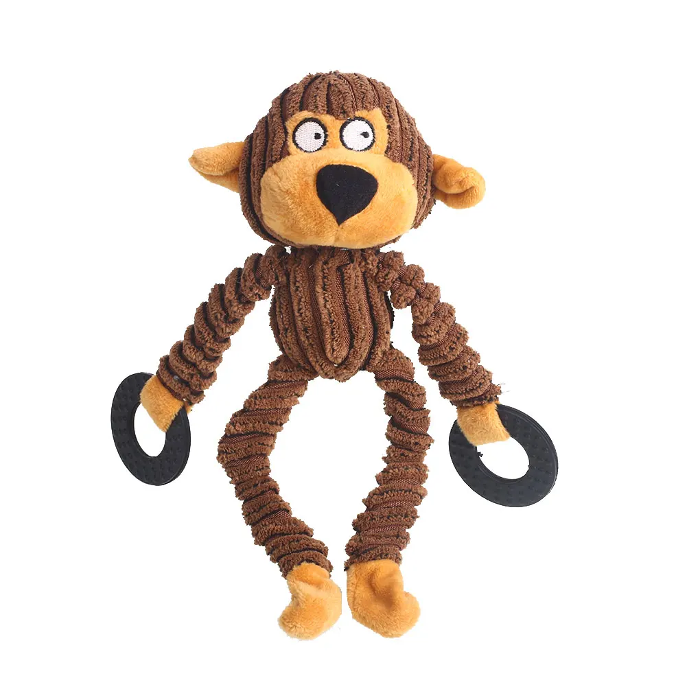 monkey Жевательная игрушка-пищалка для щенков, плюшевая шлифовальная игрушка, в полоску, жевательная игрушка, в форме животных, жевательная забавная креативная хлопковая игрушка, медведь, корова, обезьяна, погремушка - Цвет: monkey