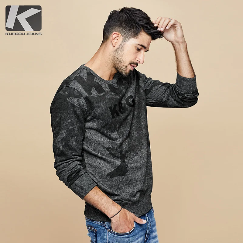 Kuegou Brand men's sweatshirt hoodie winter in Europe and the contracted letters printing round collar pullover trend ZW-4996 Kuegou Brand men's sweatshirt hoodie winter in Europe and the contracted letters printing round collar pullover trend ZW-4996