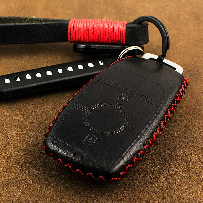 1 PCS Genuine Leather Car Key Case Cover For Mercedes Benz 2018 A C S GLS Class W213 New E Class Key Shell Holder Key Cover