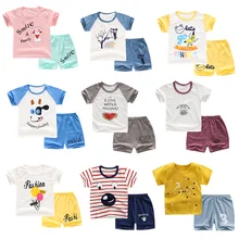 Детские хлопковые комплекты с героями мультфильмов; спортивная одежда для отдыха; летняя одежда для маленьких мальчиков и девочек; размер От 1 до 4 лет; комплект детской одежды для игр