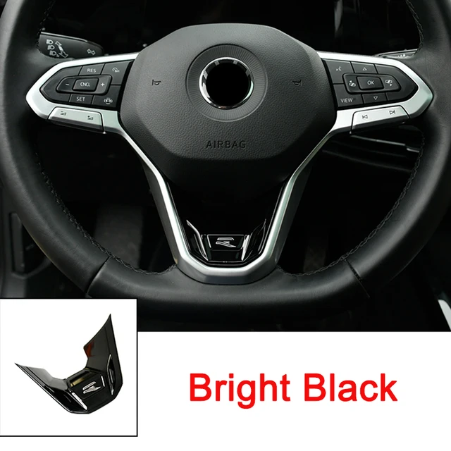 Car Steering Wheel New R Emblem Badge Logo Mark Sticker Trim for VW Golf 8 MK8 Accessories 2020 2021 Bright Black 1 pcs