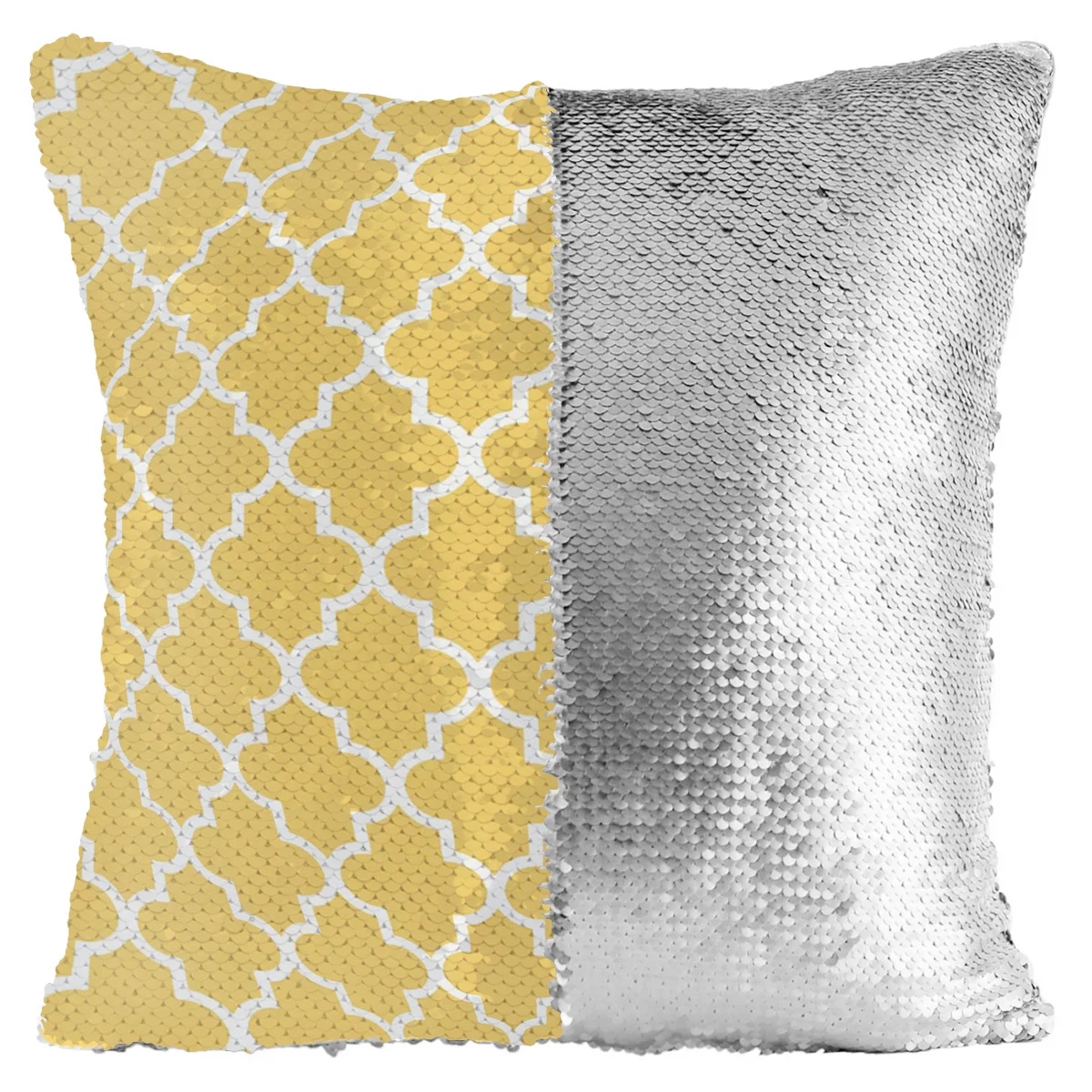 Geometry Rhombus Yellow White Sequin Pillow Cover Magical Throw Pillowcase Color Changing Reversible Pillow Cases For Home Room