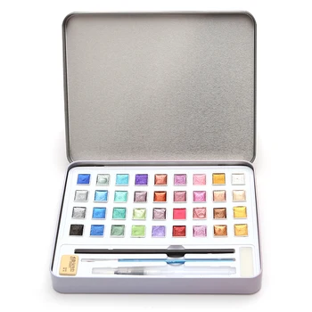 12 36 48 Glitter Watercolor Paints Metallic Solid Colors Metal Case for Art Painting, Students Watercolor Techniques