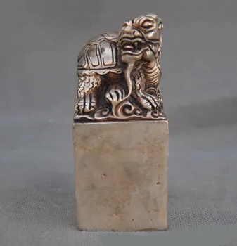 

wedding decoration old Chinese Tibetan silver Dragon turtle statue seal stamp signet new Year