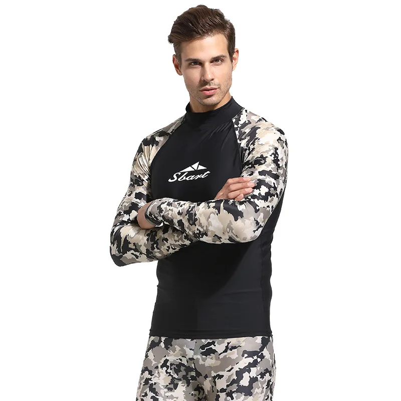 Sbart мужские из двух частей с длинным рукавом Rashguard UPF50+ рубашка Rashguard пляжные рубашки топы гидрокостюм для плавания подводные костюмы для серфинга