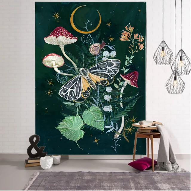 Nordic Tarot Boho Psychedelic Butterfly Tapestry Wall Hanging