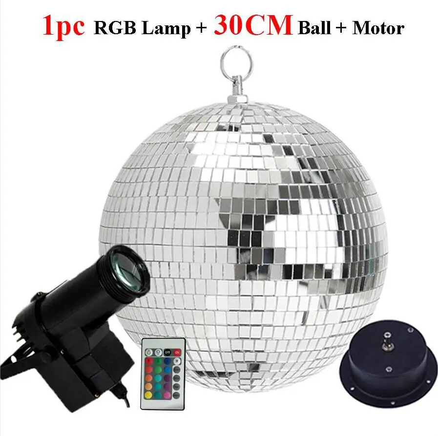 30CM Ball With Lamp Thrisdar пульт дистанционного управления светодиодный RGB луч светодиодный фонарь с узким лучом со светоотражающим зеркалом шар свет с мотором вечерние Свадебная Дискотека шар свет - Цвет: 30CM Ball With Lamp