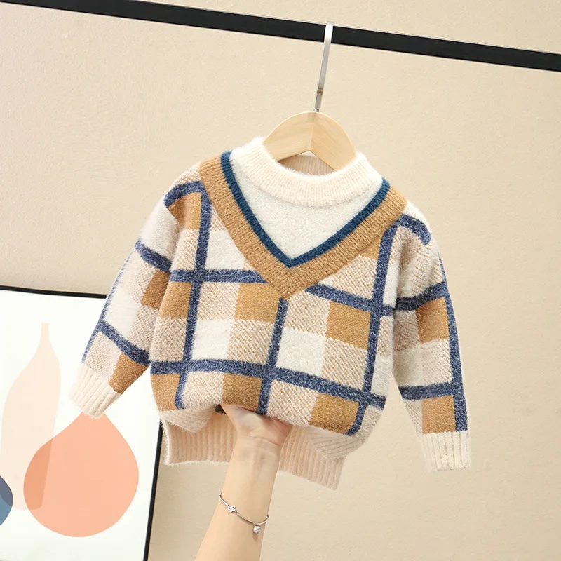 

Thick Sweater Small CHILDREN'S Velvet plus Velvet BOY'S Pullover Autumn And Winter 1 Western Style 3 Mink 4 Baby 5 Standard Wool