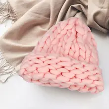 Женская зимняя вязаная шапка ручной работы с острым носком, эластичная плетеная однотонная плотная теплая шапка с манжетами