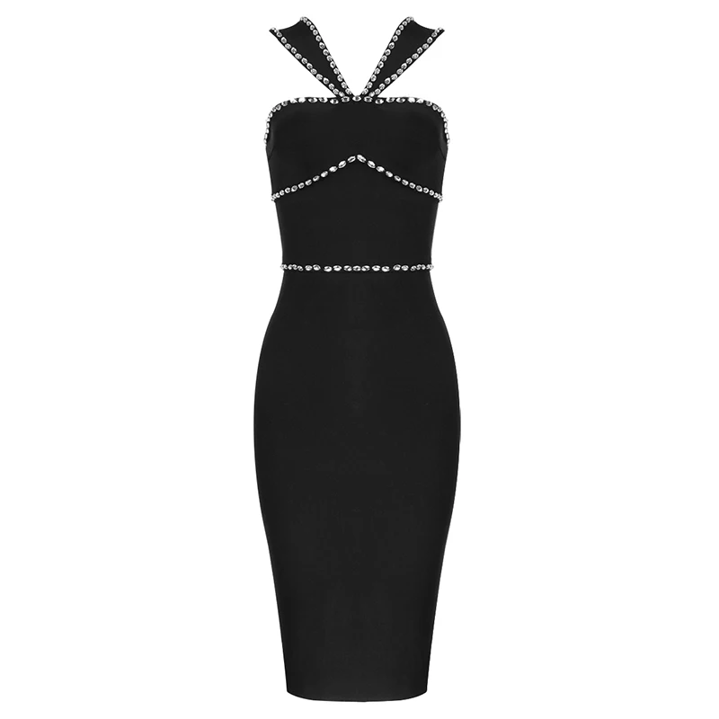 

Women Dress Sexy Bandage Nice Summer Bodycon Dress Beading New Arrival Club Celebrity Party Dresses Black Clothes