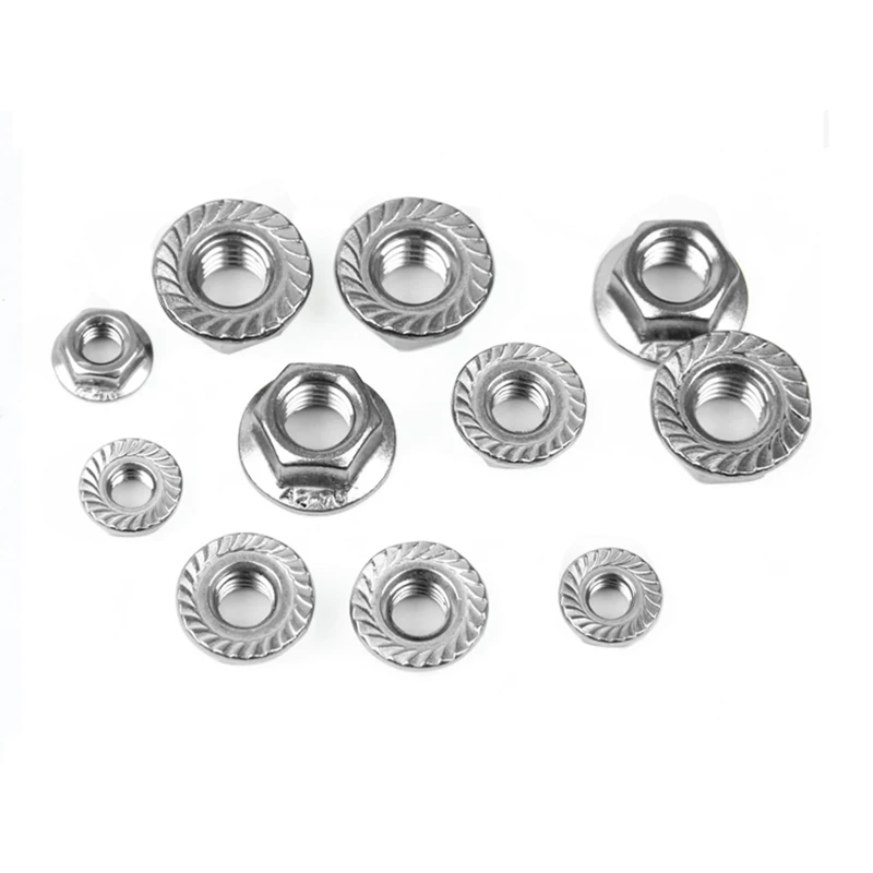 2-30Pcs304 M3-M16 из нержавеющей стали 304 гайки из нержавеющей стали с шестигранным фланцем с блокировкой скольжения