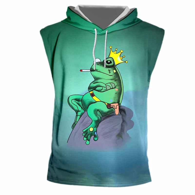 Green frog UJWI модный животный человек топ с капюшоном 3D Звездная зеленая лягушка забавная уличная Мужская футболка забавная Корона дым негабаритных - Цвет: Green frog