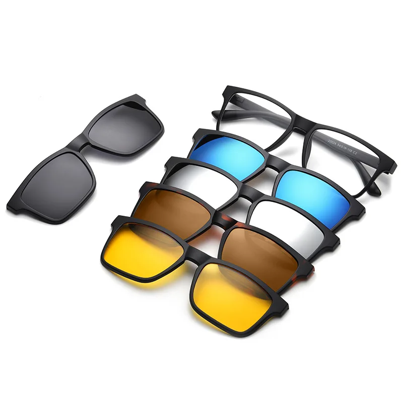 

Retro Polarized Light TR90 Sunglasses Ride Set Of Mirrors Glasses Frames With 5 Clips Send Glasses Bag Multiple Colour UV400