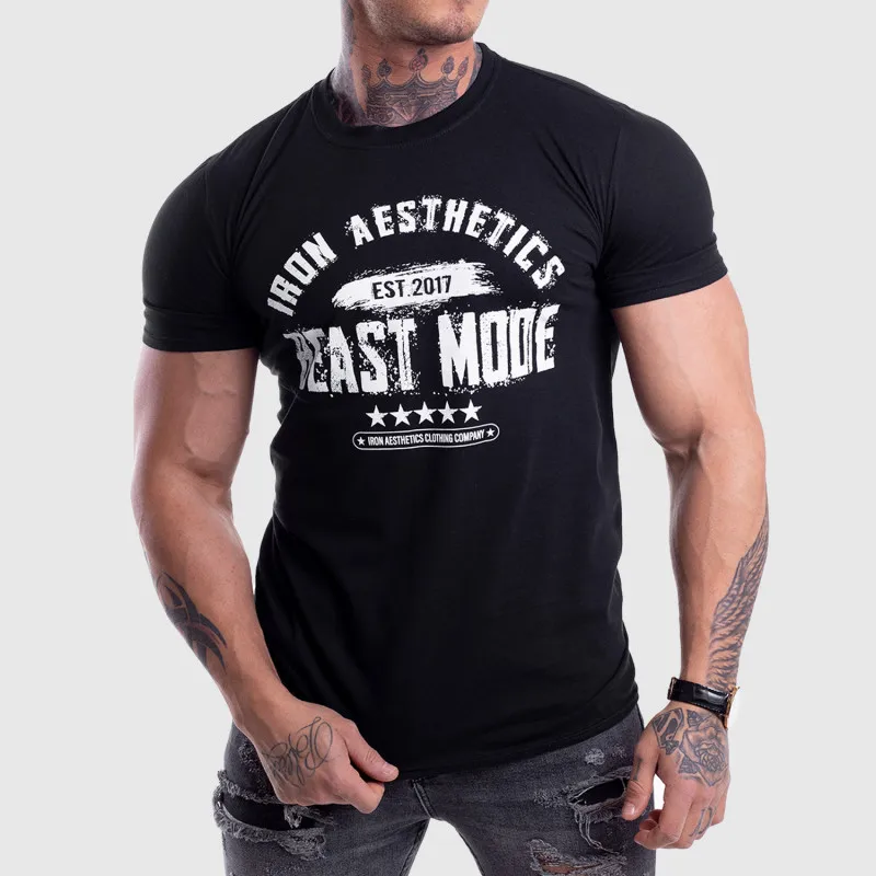 Muscle Brother, летняя Европейская и американская спортивная футболка с круглым вырезом и коротким рукавом, Мужская одежда для бега, тренировок, тренировок, мужская одежда