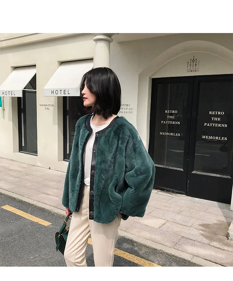 new bat sleeve casual loose mink fur coat 1008