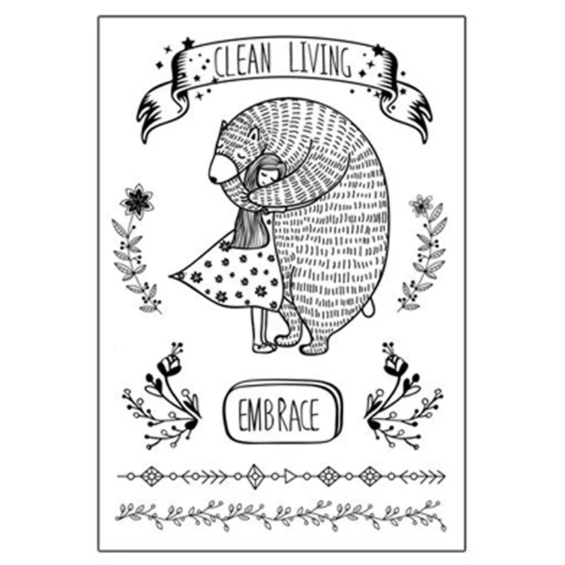 1 шт. Прозрачная силиконовая печать в виде медведя кактуса декоративные открытки