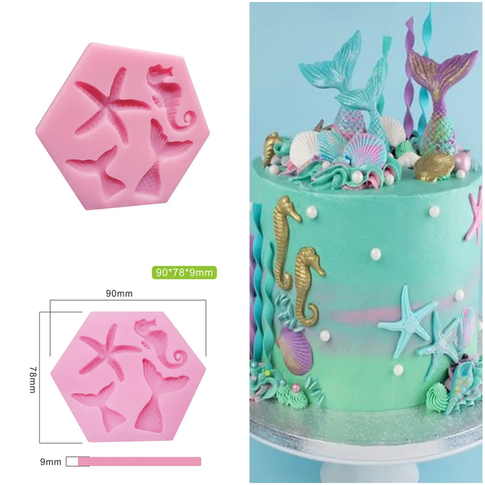 Soap Mould Cake-Molds Clay Bakeware Cake-Decorating-Tool Chocolate Mermaid-Tail Starfish Silicone