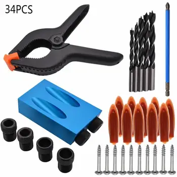 

15° Pocket Hole Screw Jig with Dowel Drill Carpenters Woodworking Drill Guide Woodworking DIY Tool Carpentry Tools