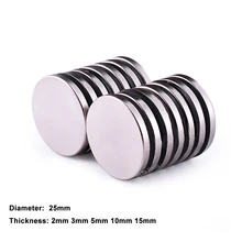 2pcs Dia 25mm Round Neodymium Magnets Magnet Disc Thickness 2/3/5/10/15mm Earth Magnet Strong Craft Magnets N35