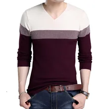 Модный брендовый мужской свитер, пуловер с v-образным вырезом, Облегающие джемперы, вязанная шерстяная зимняя повседневная мужская одежда в Корейском стиле J795