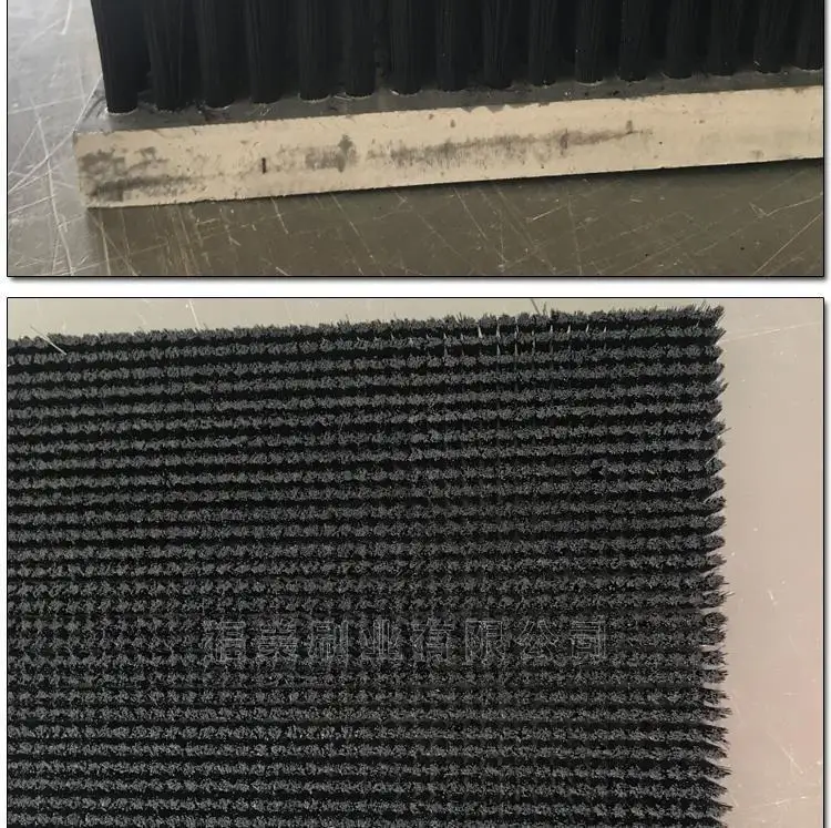 Customized pvc nylon scrubbing brush strip brush industrial pp tile retaining strip brush dust removal brush CNC punch plate