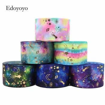 

5Yards 1.5" 38MM Bronzing Star and Moon Printed Ribbon For Hair Bows DIY Crafts Handmade Accessories Y2020091702