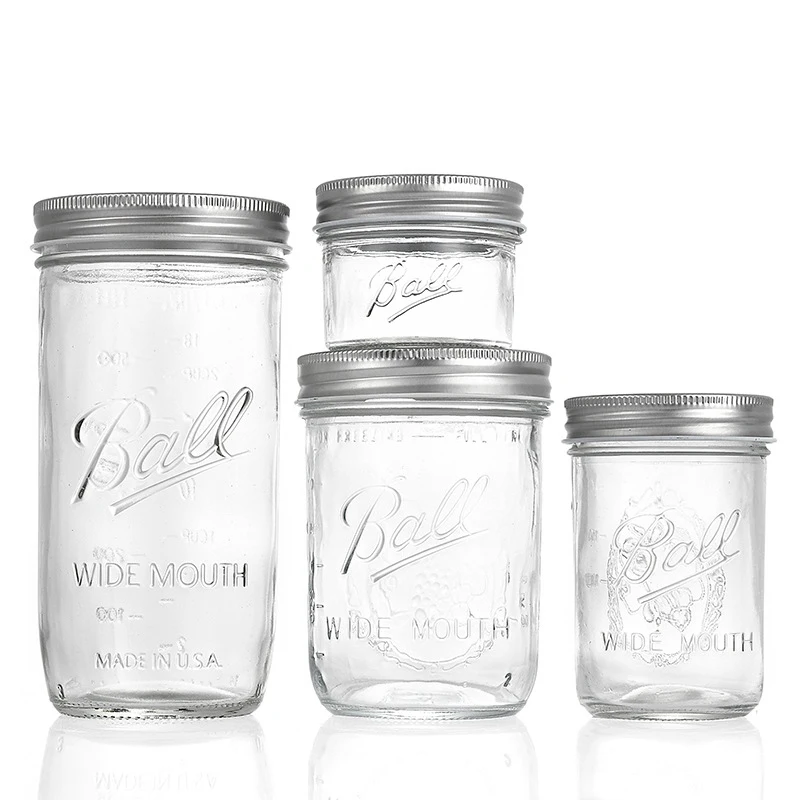 GF Mason Jars with Airtight Lids Glass Sugar Container for Canning Preserving Meal Prep Jam Jelly Kitchen Storage Containers