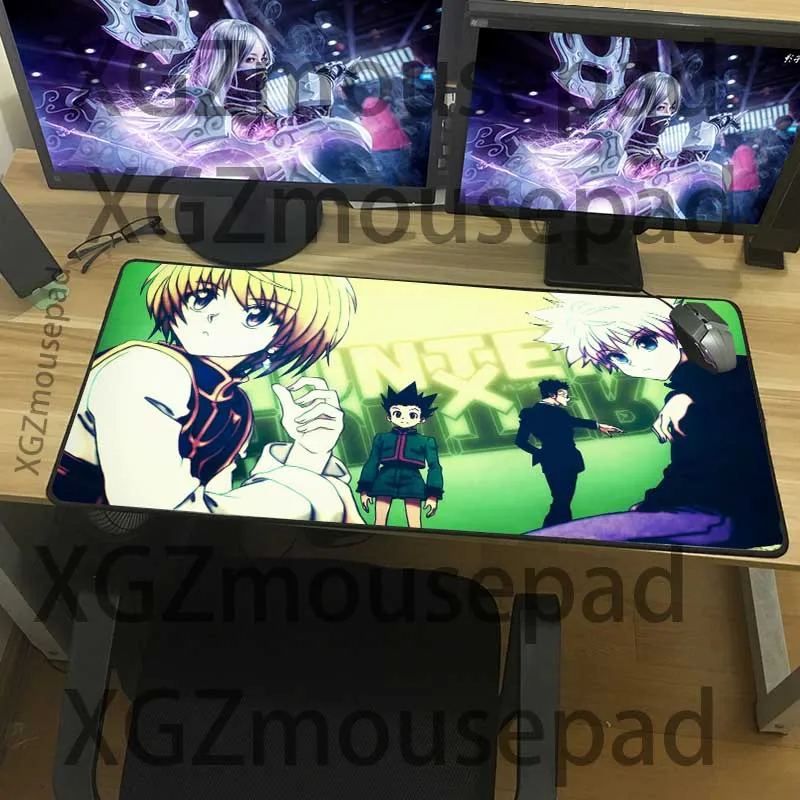 XGZ Custom Large Anime Computer Desk Mat Black Lock Edge Comic Hunter Kurapika Mouse Pad Rubber Non