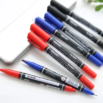 

36 pcs/Lot Permanent oil color marker pen Black Red Blue fine bold point pens for ceramic wood Stationery Office School F537