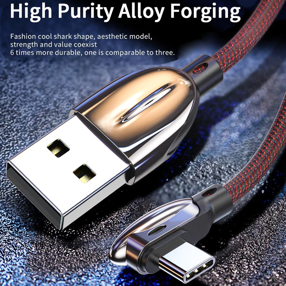Essager 90 градусов 3A usb type C быстрая Синхронизация данных зарядный кабель плетеный+ головка из алюминиевого сплава зарядное устройство кабели для Samsung Xiaomi