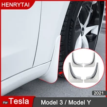 Guardabarros Tesla antiincrustante, accesorios a prueba de salpicaduras para Modelo 3/modelo Y, guardabarros delanteros Y traseros de coche, protectores contra salpicaduras