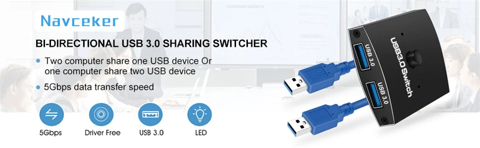 2023 USB 3.0 Switch 2 PC USB Switch Selector USB Bi-directional Switcher Box USB