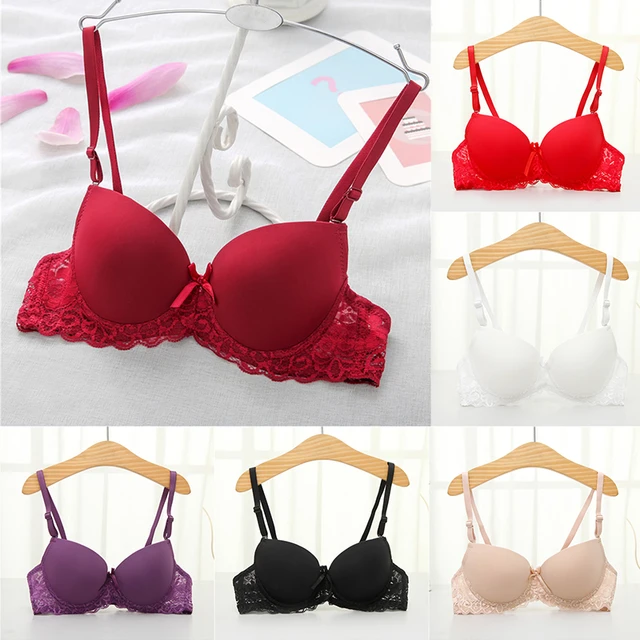 Spring Summer Small Size Student Girl T-shirt Bra Double Size Deep U Small  Breast Sexy Bra Dress Party Wedding Push Up Bra 32-36 - Bras - AliExpress