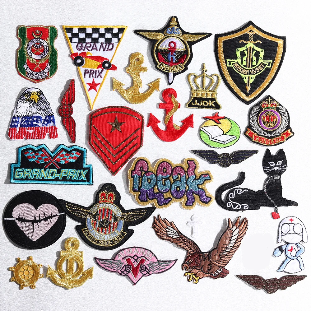 Boy Racing flag Embroidered Golden anchor steering wheel Patches Garment Apparel USA Eagle Badges Angel in white Book | Дом и сад