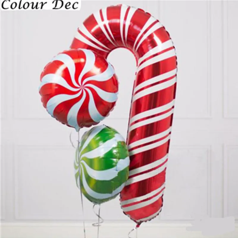 

3pcs/lot 83cm foil balloons Red Candy Cane Merry Christmas balloon 18inch candy decoration inflatable air ballsparty supplies