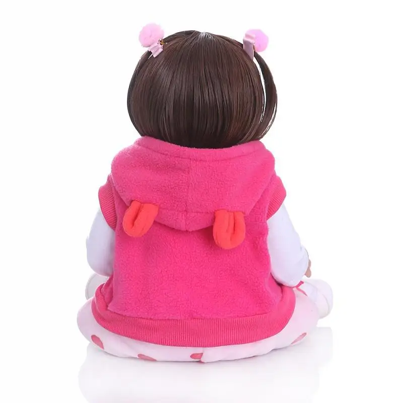 Прямые волосы 48 см bebe Кукла reborn для маленьких девочек кукла в розовом платье полное тело Мягкий силикон Реалистичная детская Ванна игрушка водонепроницаемый