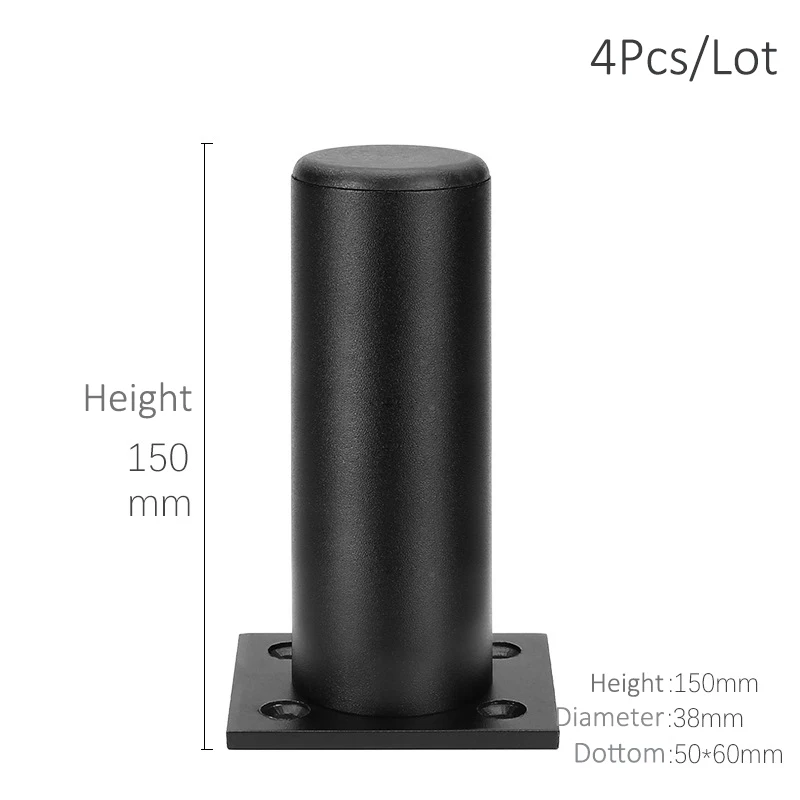 Height 15cm - Black Утолщенные Регулируемые Алюминиевые ножки для мебели, ножки для шкафа 6-30 см, подставка для шкафа телевизора, ножки для ванной комнаты, ножки для дивана, набор из 4 предметов - Цвет: Height 15cm - Black