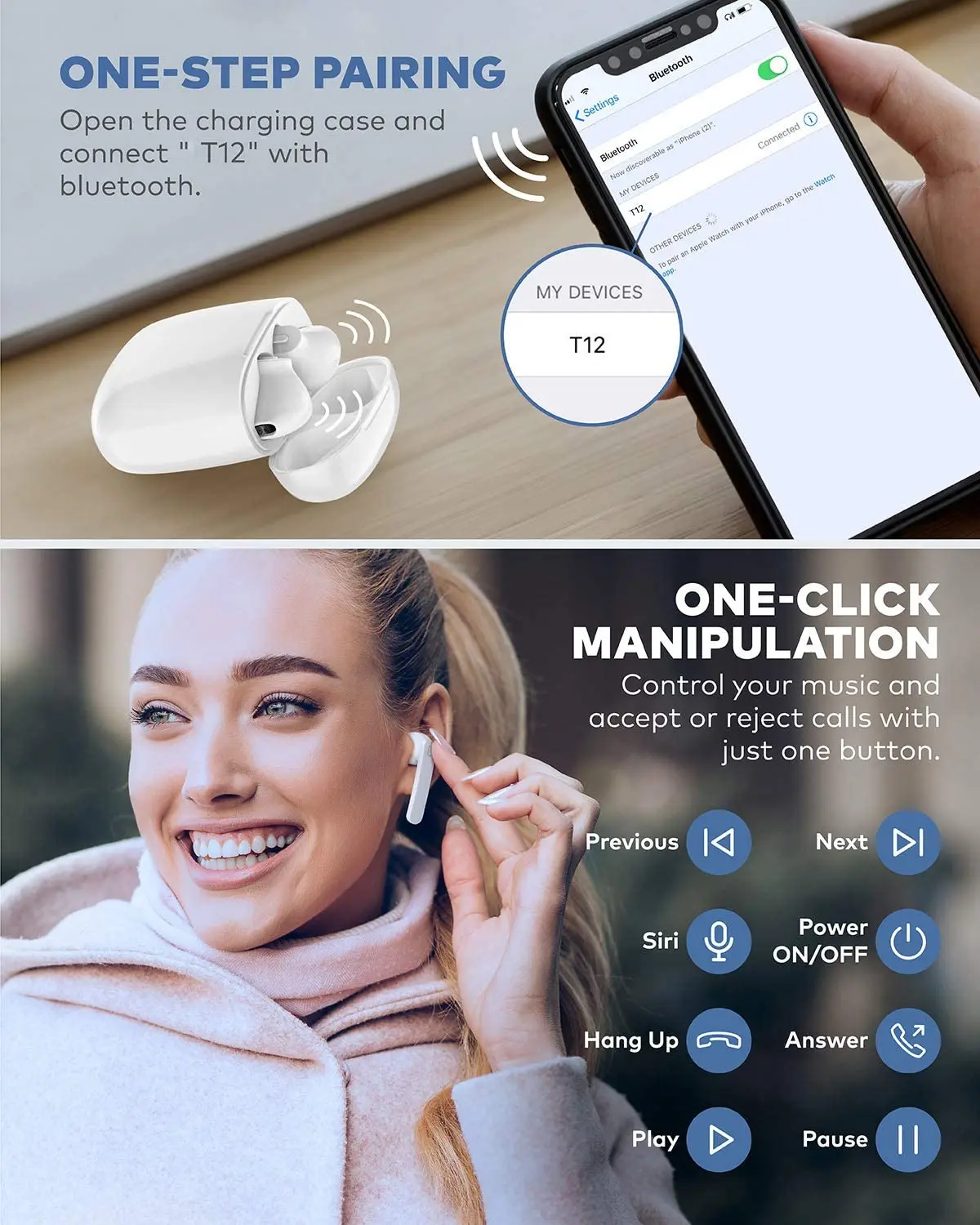 ZUIDID Bluetooth headset Lasuney IPX7 