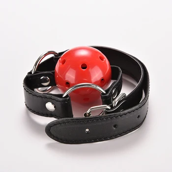 1PCS Adult Games Silicone Ball Oral Fixation Bondage Mouth Gag Mouth Stuffed PU Leather Band Sex Toys for Couples 2