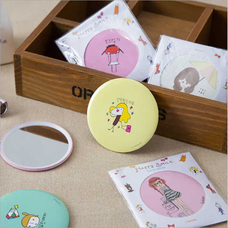 

Makeup Mirror Plastic Mirror Creative Cartoon Small Mirror Portable Promotional Gifts Customizable Logo