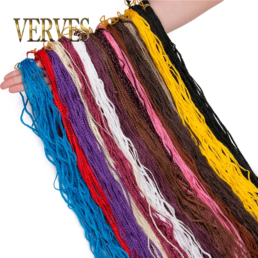 

VERVES Small Box Braids 32 inch Braiding Hair Crochet Braid 50 roots/piece hair extensions Bulk braid Pink Grey Black Ombre