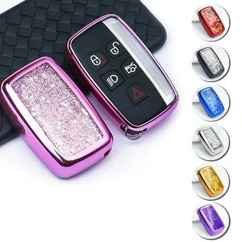 

Fashion Luxry New Sequins Quicksand TPU Car Smart Remote Key Case Cover For Sport Land Rover Discover Evoque Jaguar Freelander