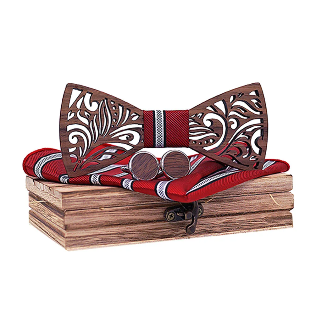  Womail Silk Tie And Handkerchief Sets 2019 Fashion New Style Men's Bow Tie Wooden Men's Bowtie Wood
