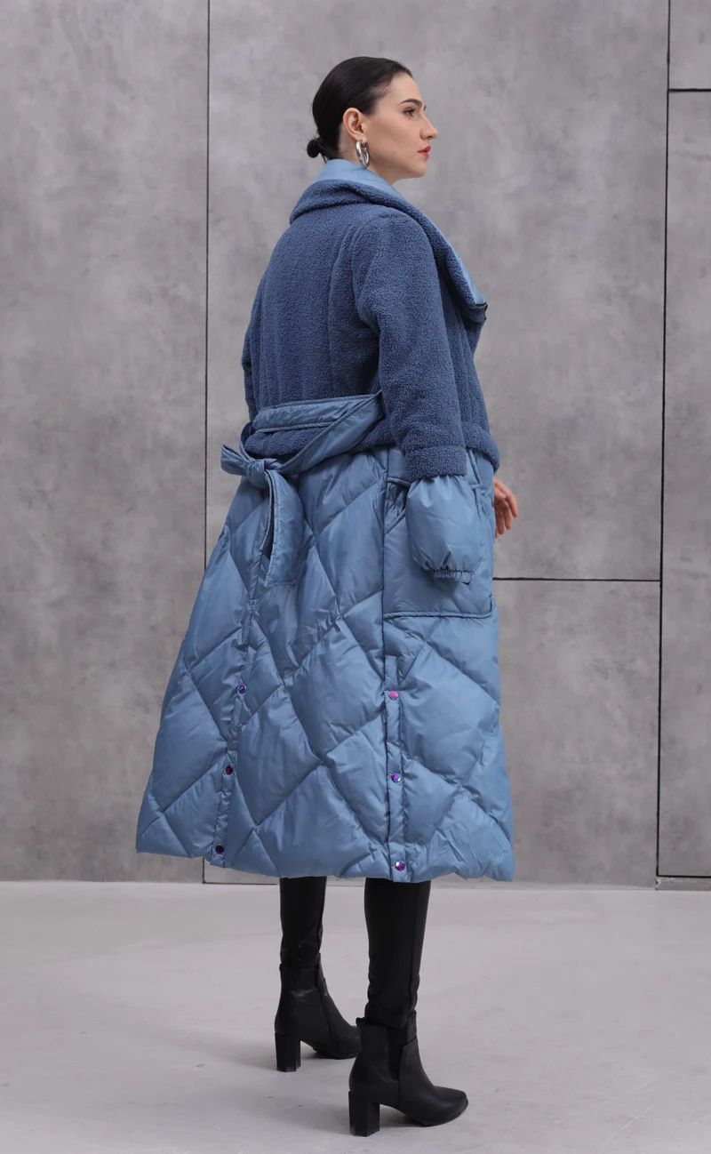 Высокое качество зимнее женское подиумное Модное Длинное пуховое пальто куртка с поясом