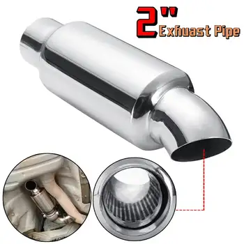 

Universal 51mm Car Styling Exhaust Muffler Pipe Burnt Exhaust Tip 2" Tail Tube Silencer Resonator Stainless Steel