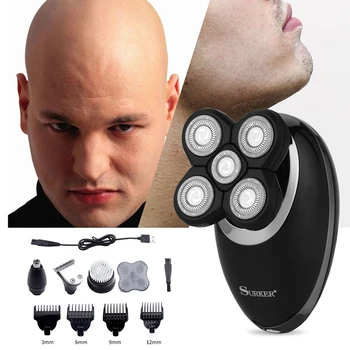 

4 In 1 Electric Shaver for Men Bald Head Polish Hair Clipper Trimmer Floating 5 Blade Heads Shaving Machine Rechargeable Razors