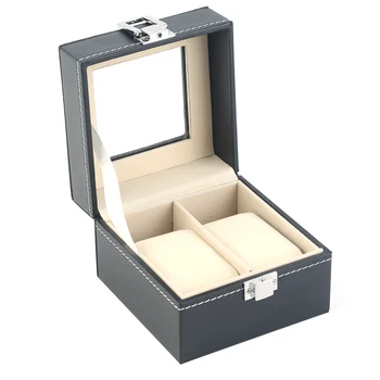 

Luxury Plain Pattern 2 Grid PU Leather Watch Jewelry Display Box Case Storage Boxes luxury Gift caixa para relogio New Arrivals