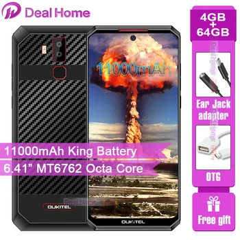 Перейти на Алиэкспресс и купить OUKITEL K13 Pro 6,41 дюйм19,5: 9 Android 9,0 мобильный телефон MT6762 4G RAM 64G ROM 5V/6A 11000mAh OTA NFC отпечаток пальца 4G смартфон
